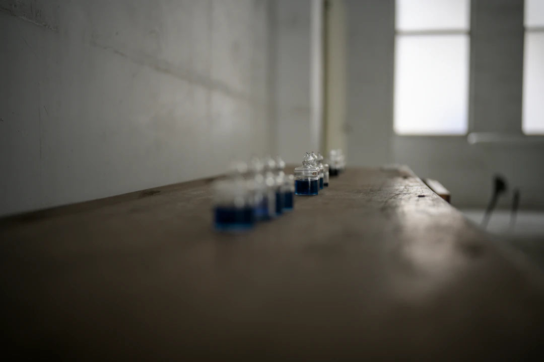 a group of plastic bottles on a table
