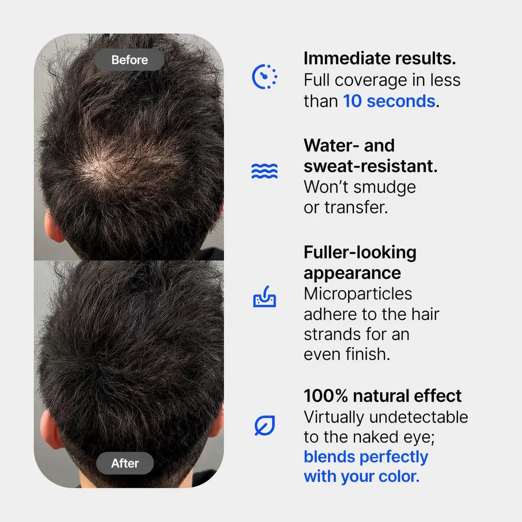 Alpha Men Hair. premium keratin hair building fibers for men with thinning hair