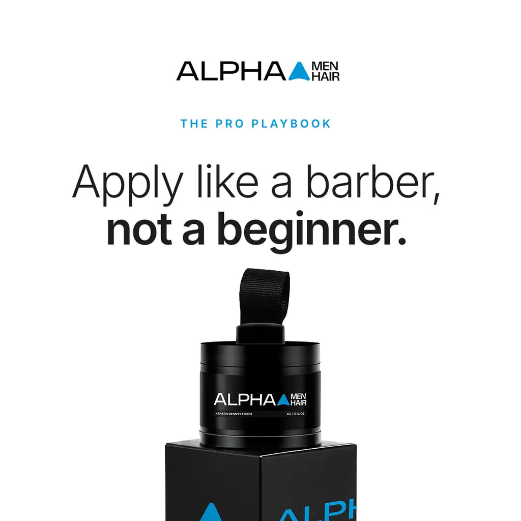 Alpha Men Hair. premium keratin hair building fibers for men with thinning hair
