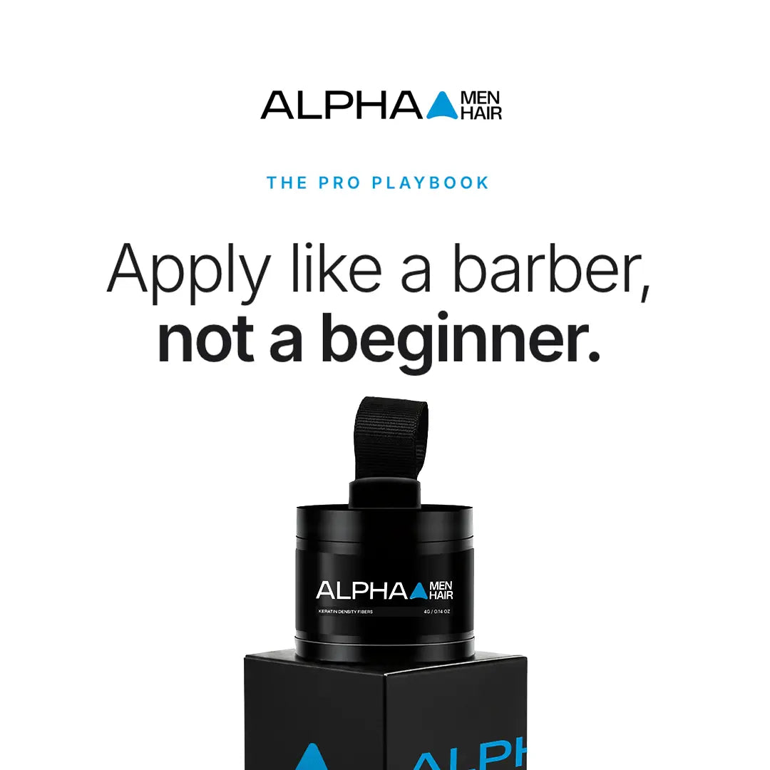 Alpha Men Hair. premium keratin hair building fibers for men with thinning hair